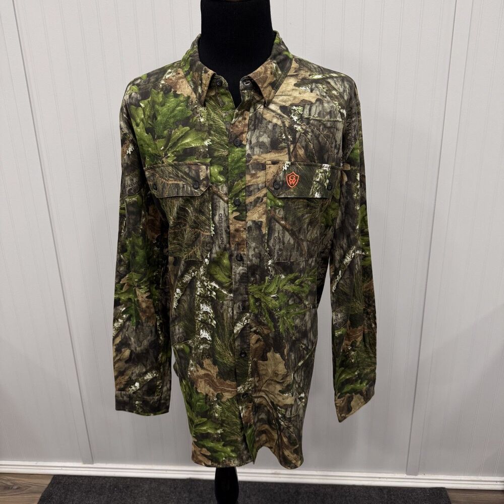 Game Winner Men's 3XL Camouflage Camo Leg Sleeve Button-Front Hunting Shirt NWOT